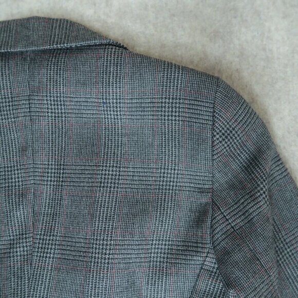 VTG OF Benetton Wool Tweed Blazer Gray Plaid Shoulder Pads Women's Italy 38 US 4 - Picture 7 of 11
